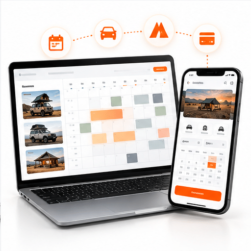 AI reservations and scheduling interface on laptop and mobile