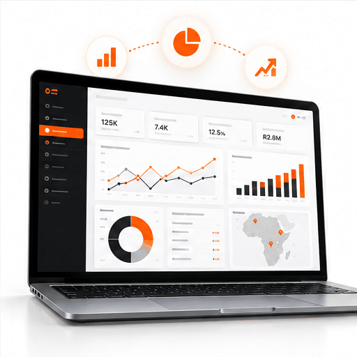 Business analytics dashboard with charts and AI reporting insights